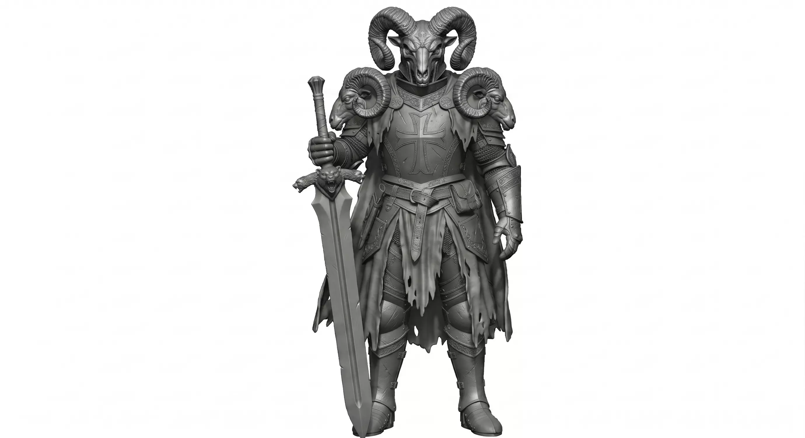 Crested Ram Vanguard - Elite Medieval Ram Knight 3D print model