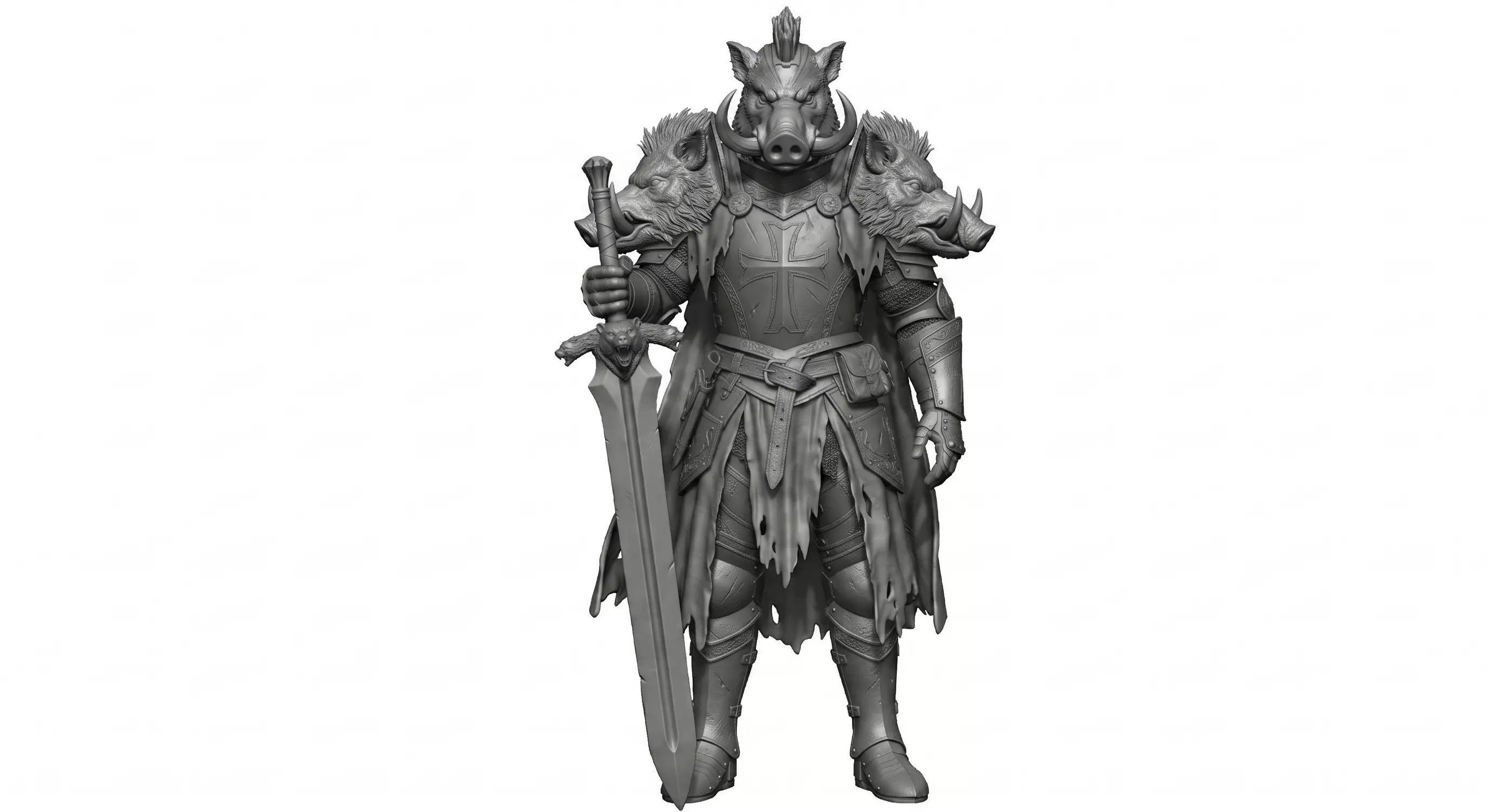 Iron Tusk Juggernaut - Elite Medieval Boar Knight 3D print model
