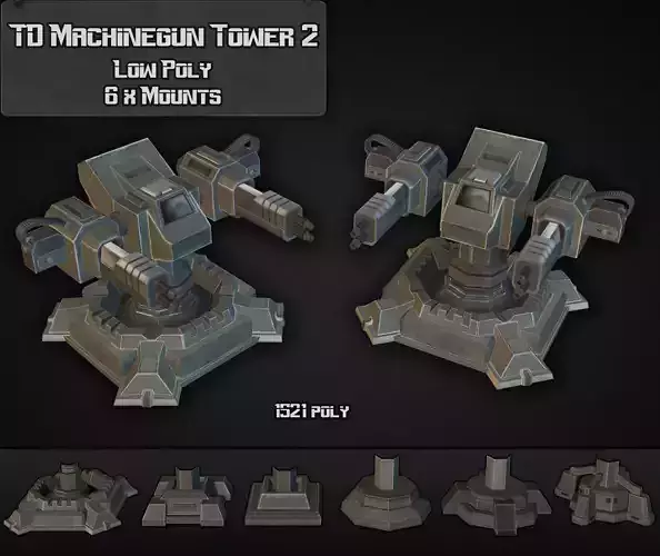 TD Machinegun Tower 02 Low-poly 3D model