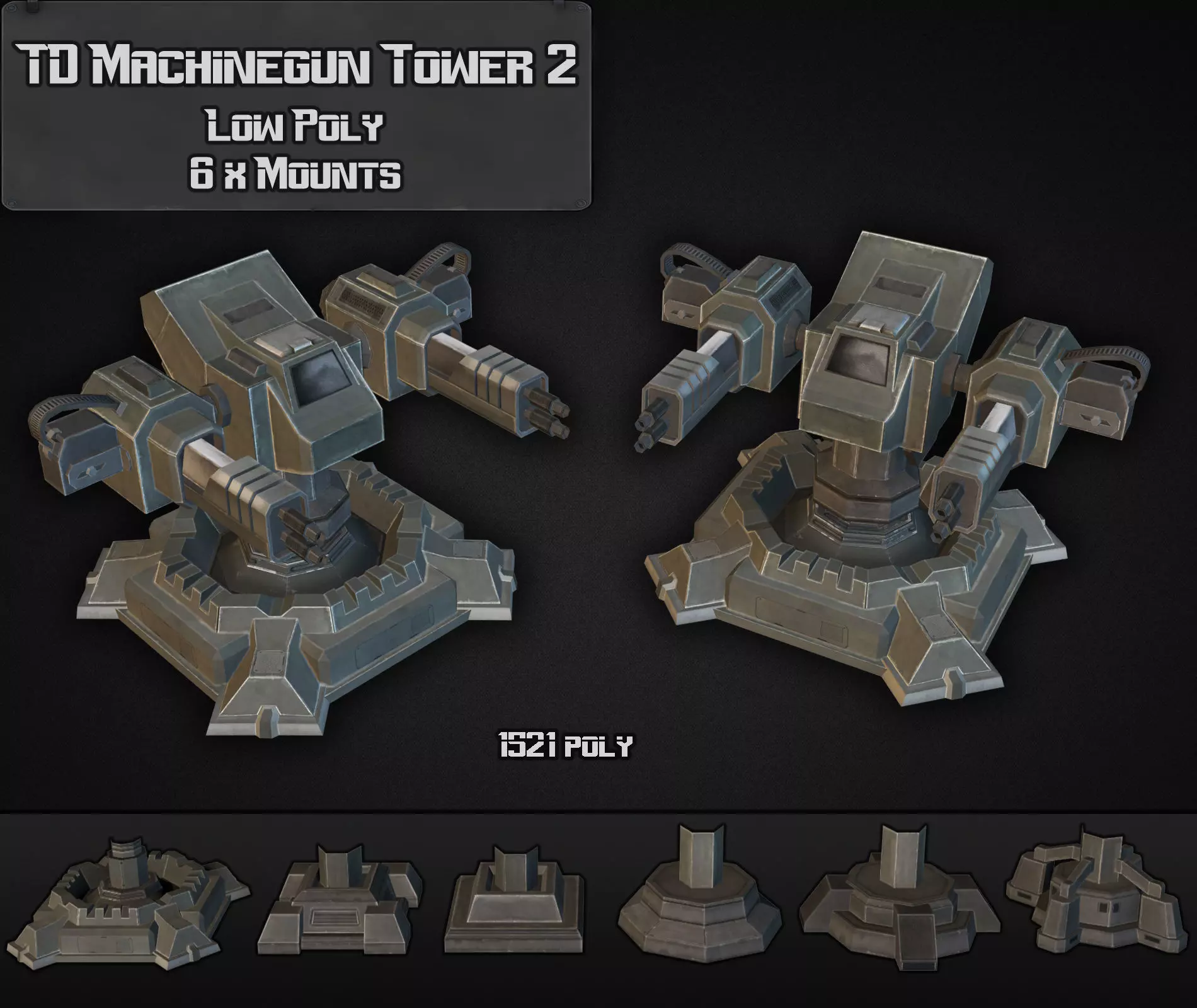 TD Machinegun Tower 02 Low-poly 3D model_0