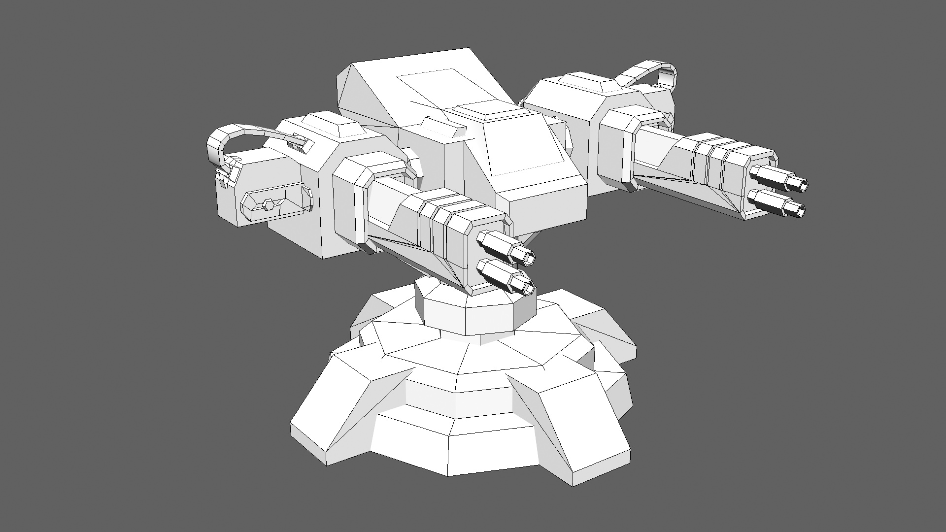 TD Machinegun Tower 02 Low-poly 3D model_9