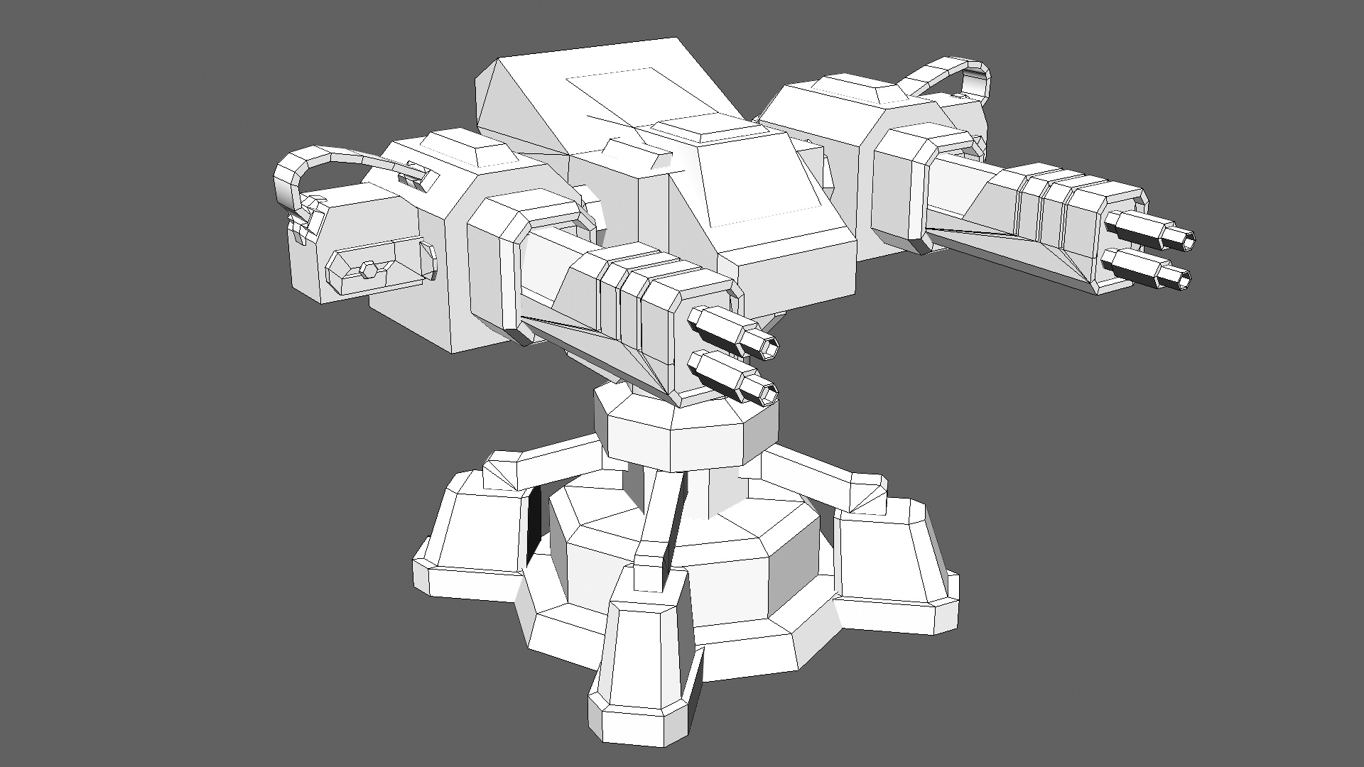 TD Machinegun Tower 02 Low-poly 3D model_10