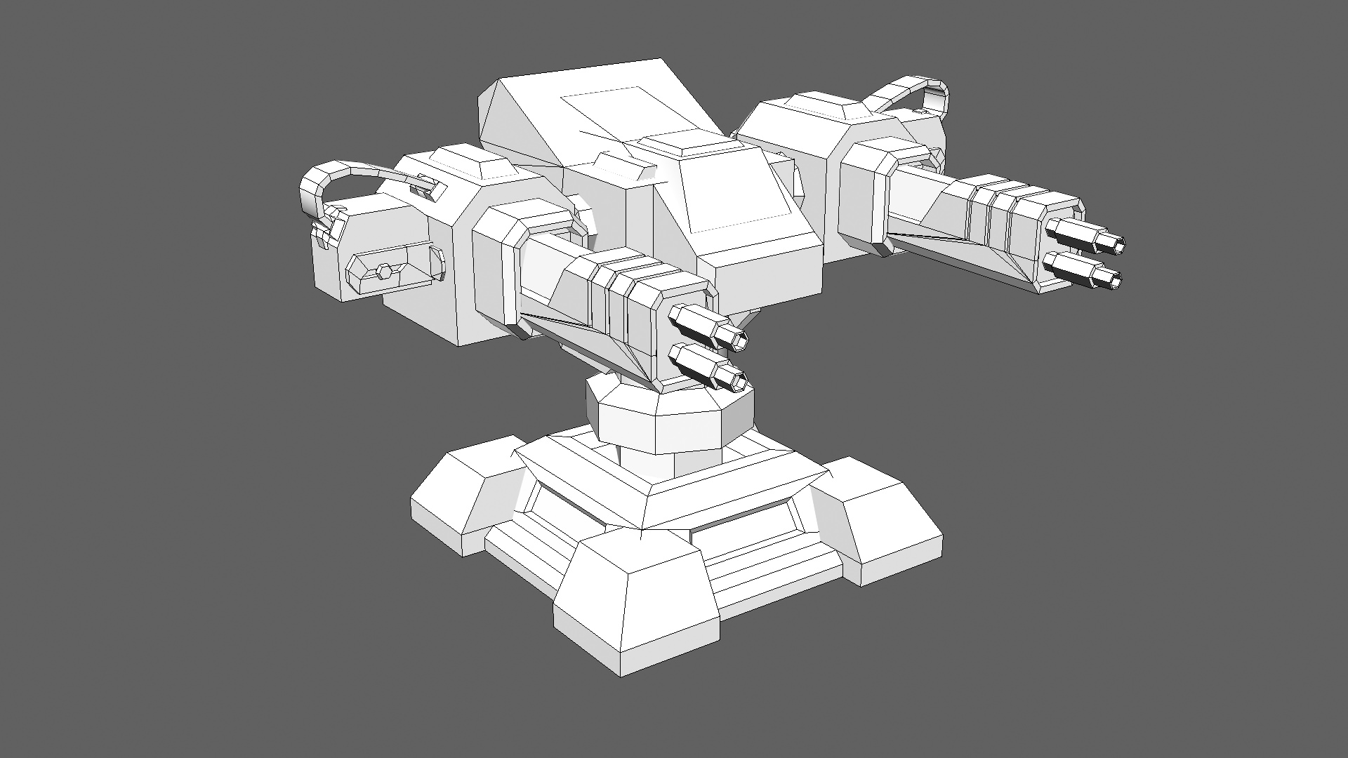 TD Machinegun Tower 02 Low-poly 3D model_7