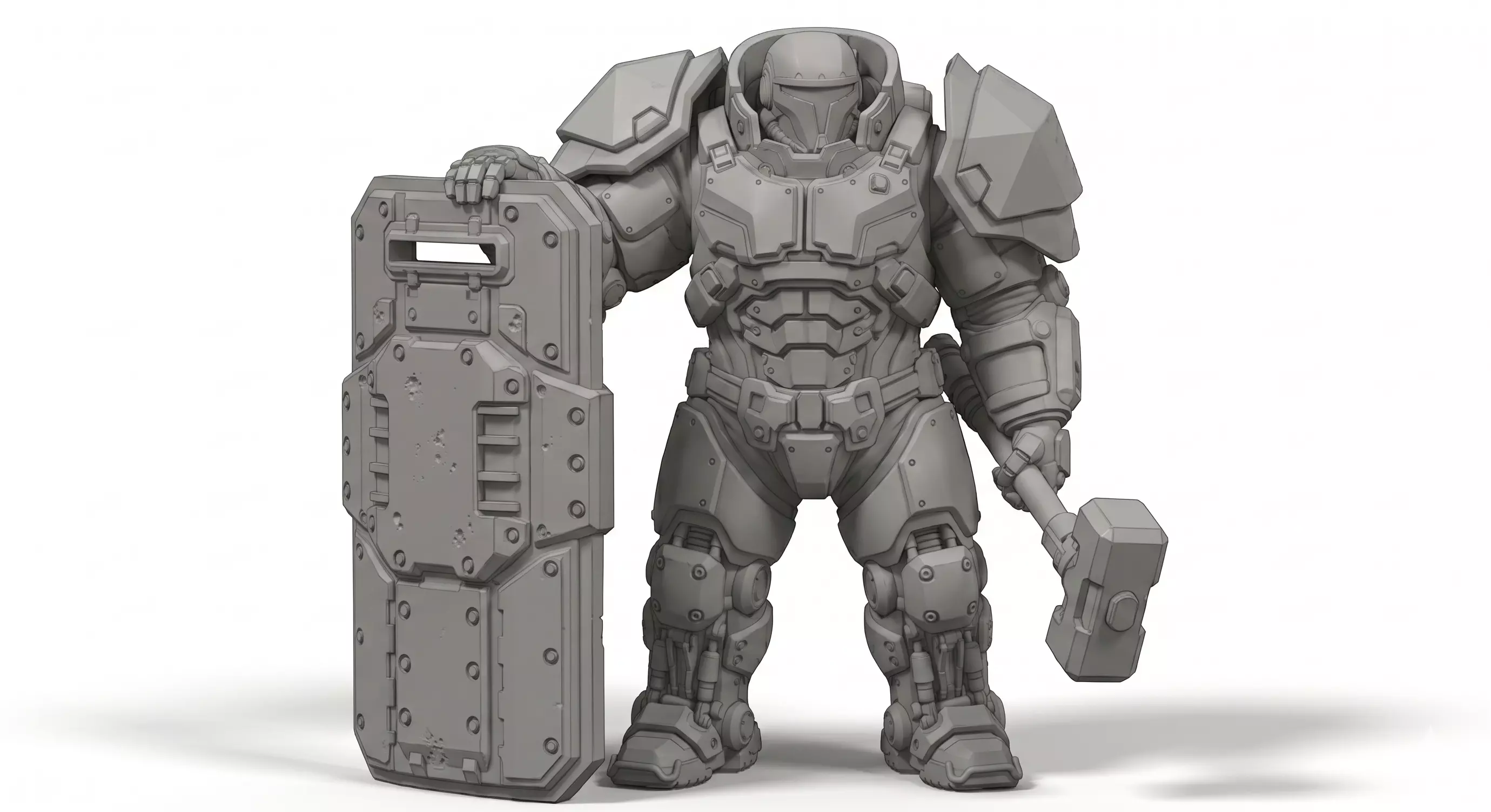 Vanguard Bulwark - Heavy Defender with Bastion Shield 3D print model