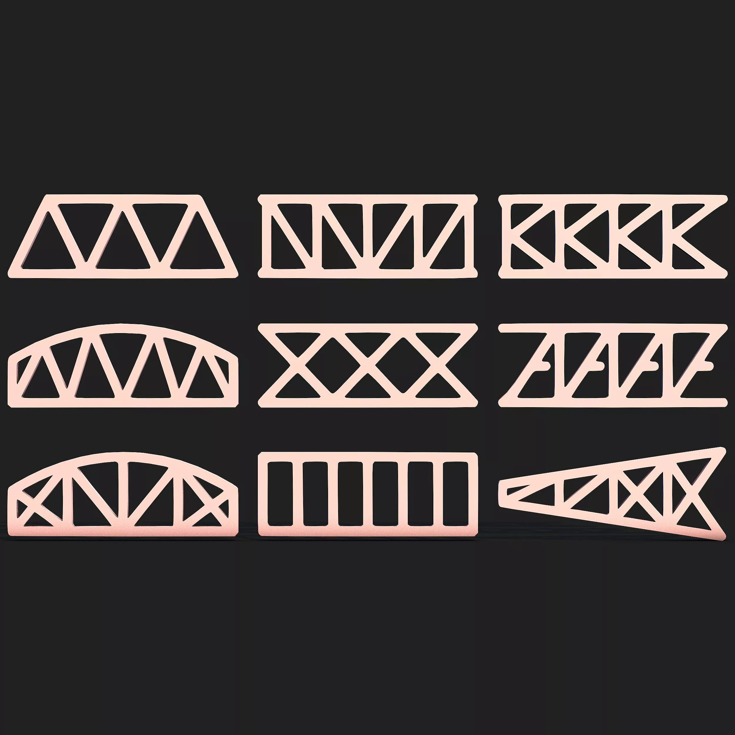 Steel Truss Girder Bundle 9 Structural STL Designs 3D print model