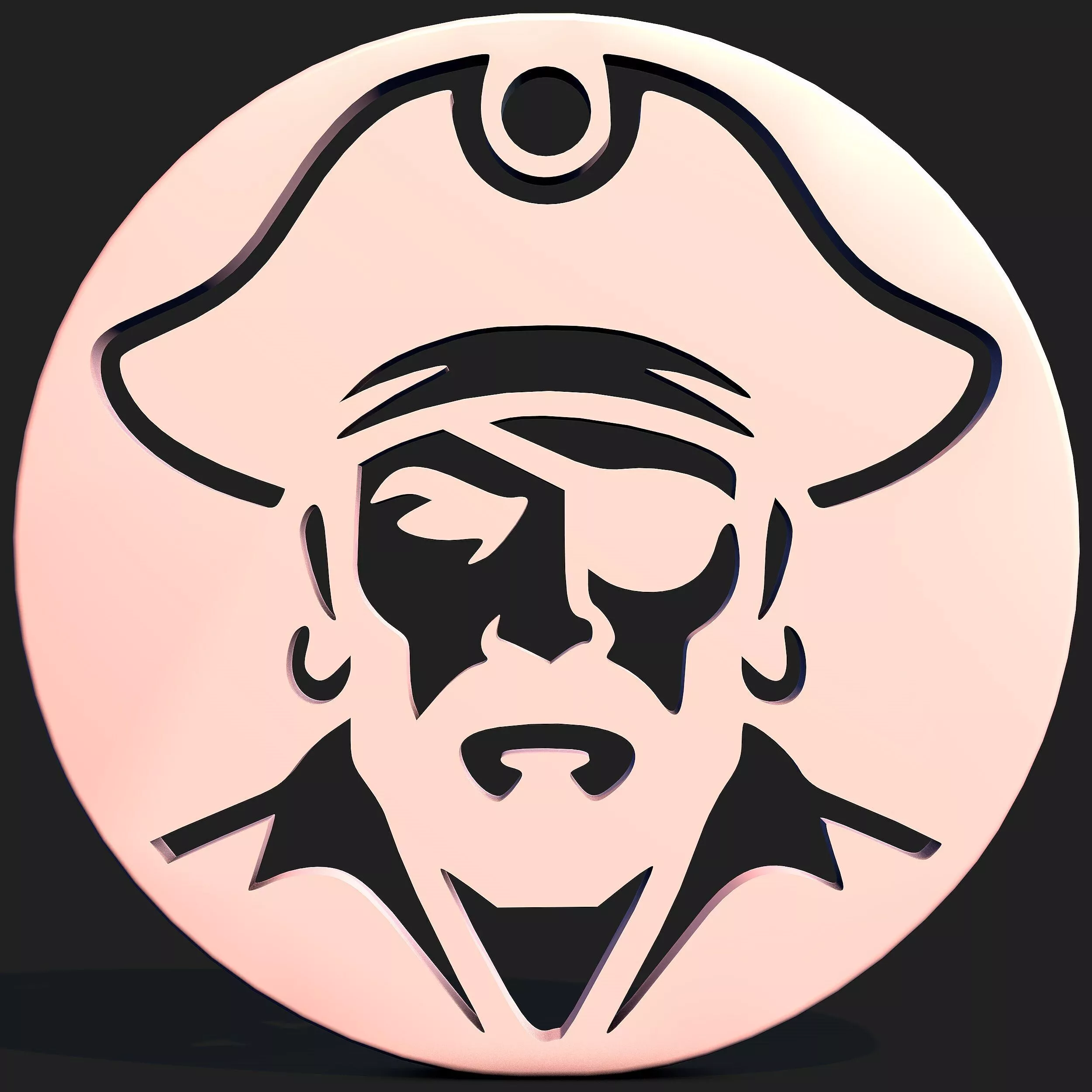Pirate Coin Pendant Skull Captain Medallion STL 3D print model