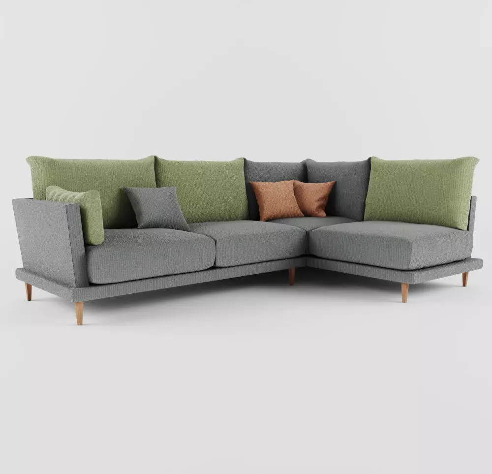 sofa with four seats Free 3D model_0