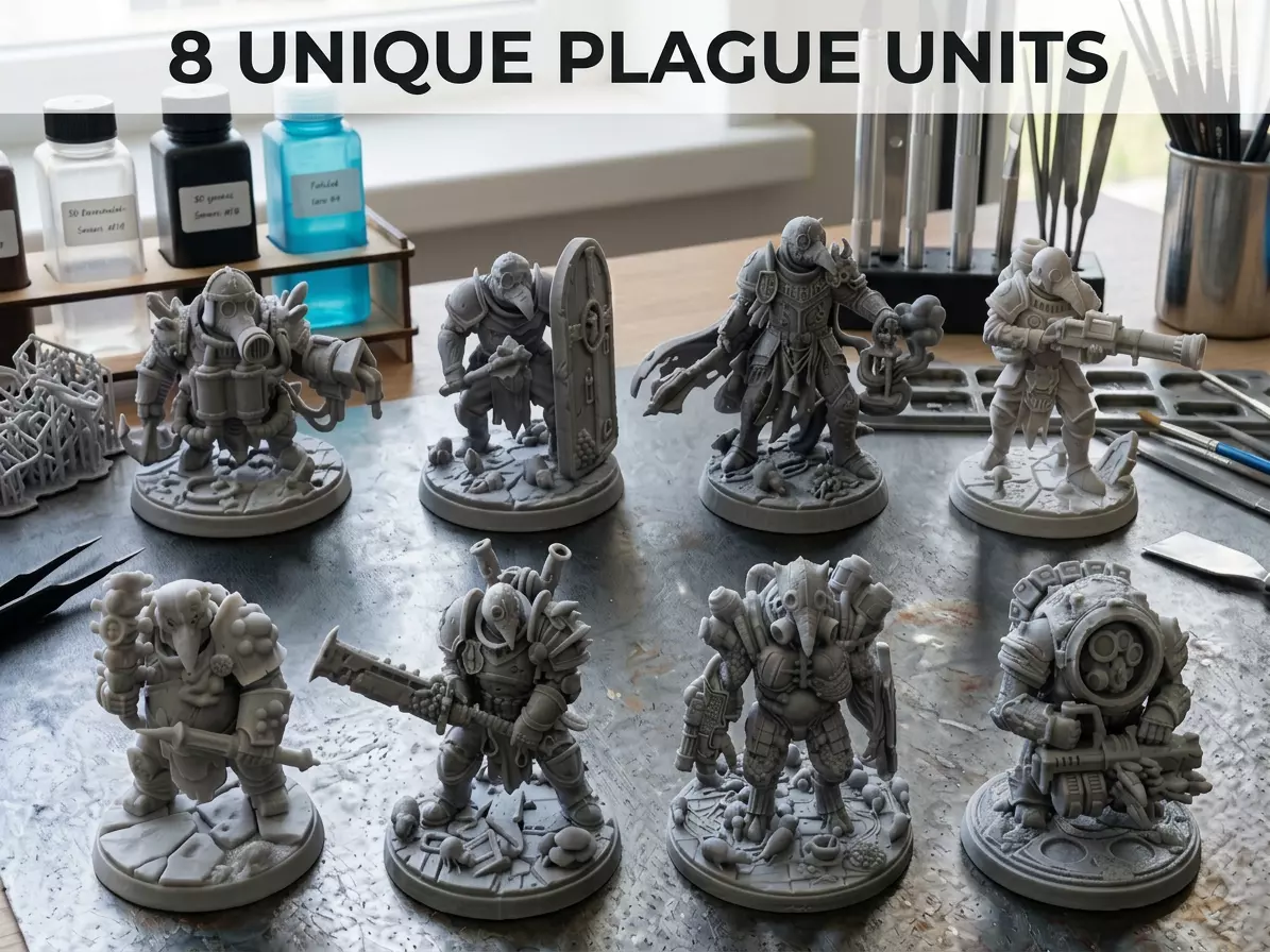Grimdark Plague Squad Bundle - 8 Pre-Supported 32mm STLs 3D print model