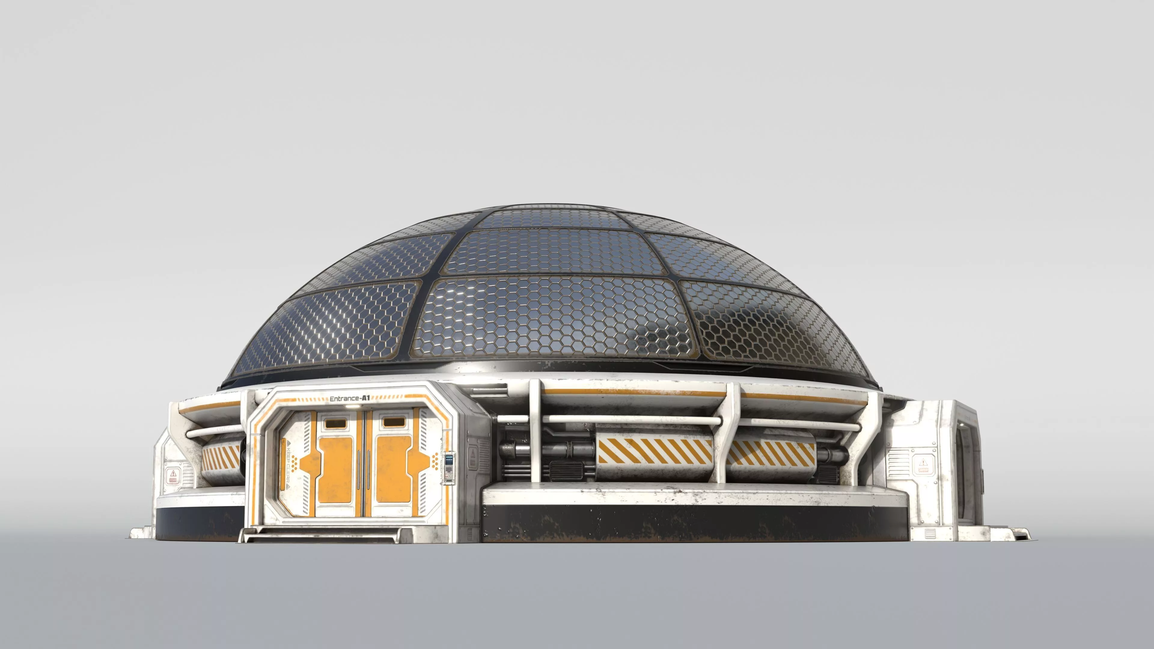 Sci-Fi Space Colonization Dome Base Low-poly 3D model