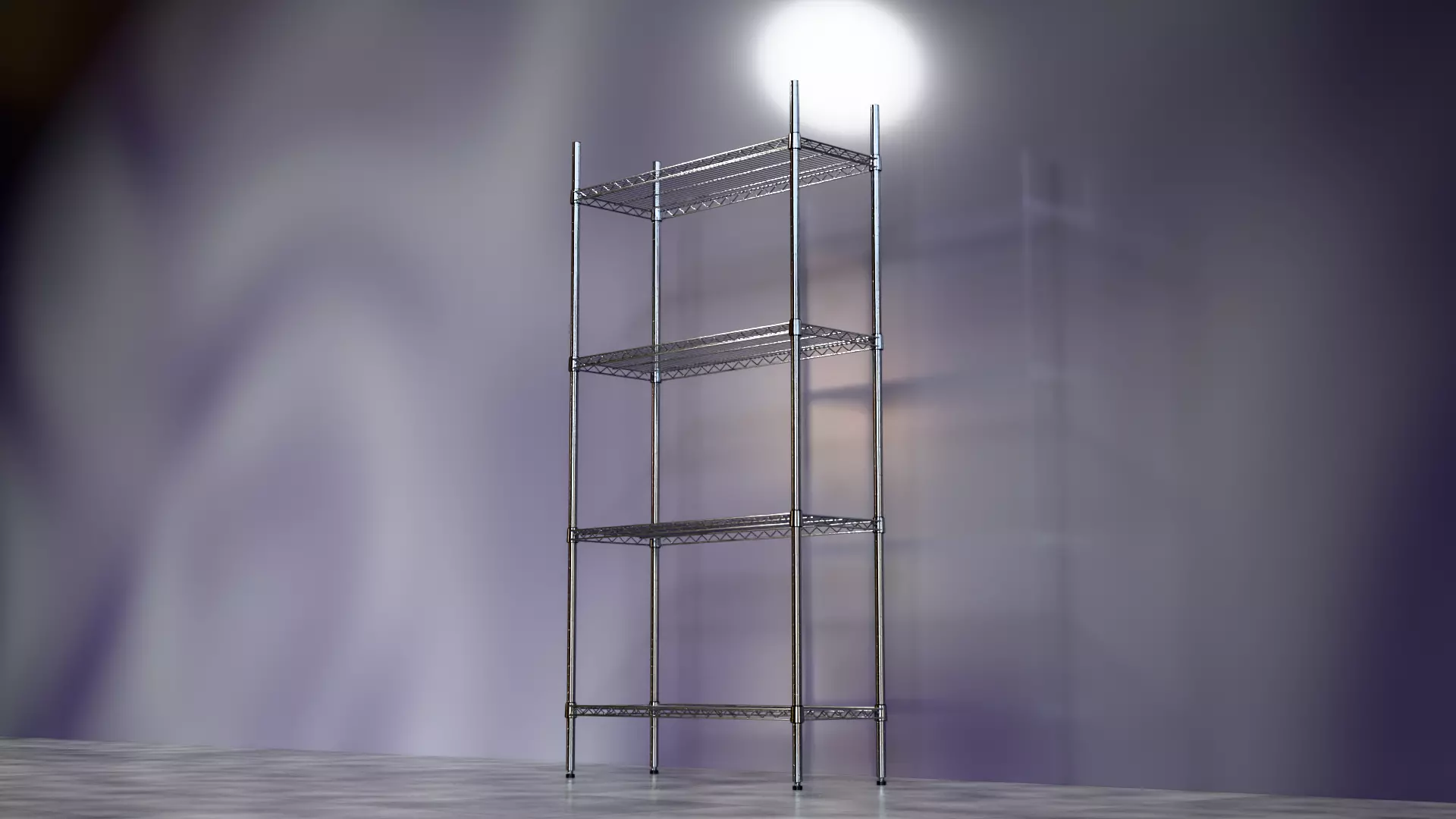 Wire Shelves - 36 inches X 14 inches X 72 inches in chrome Low-poly 3D model