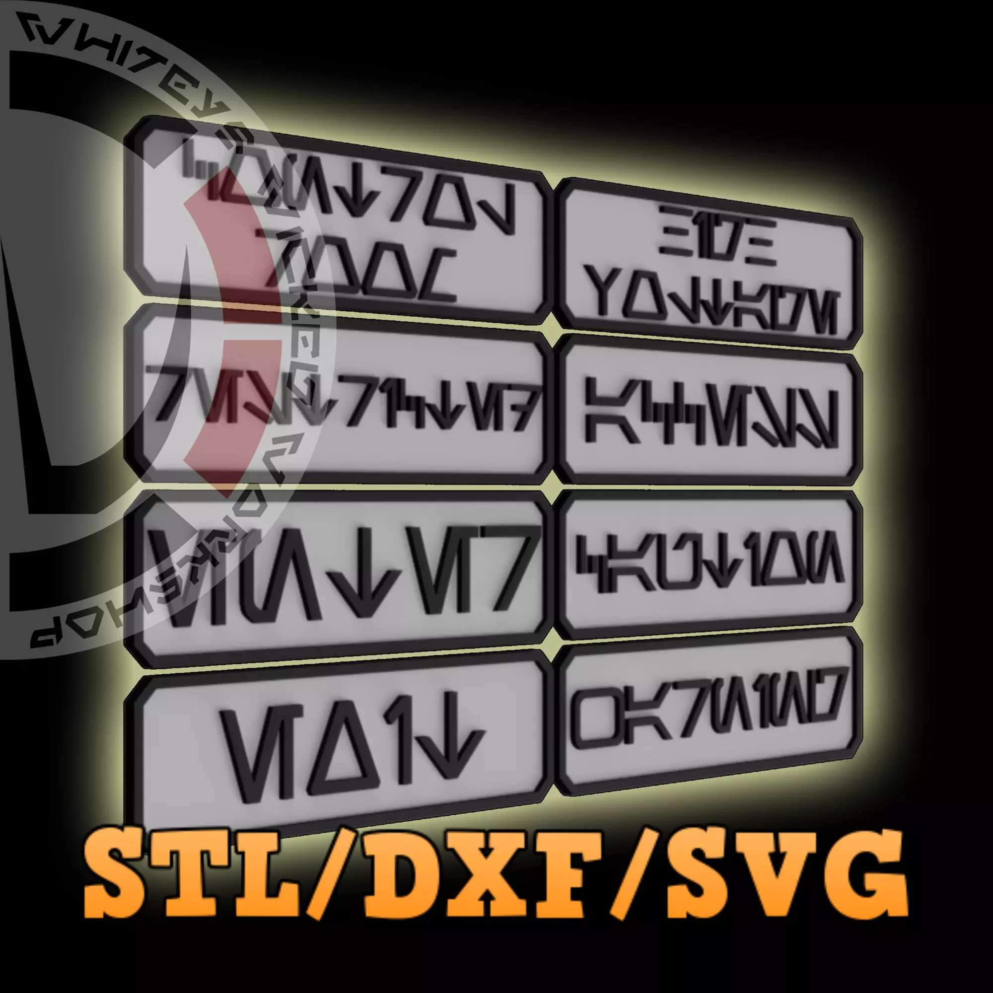 Star Wars Aurabesh Signs STL SVG DXF File 3D print model