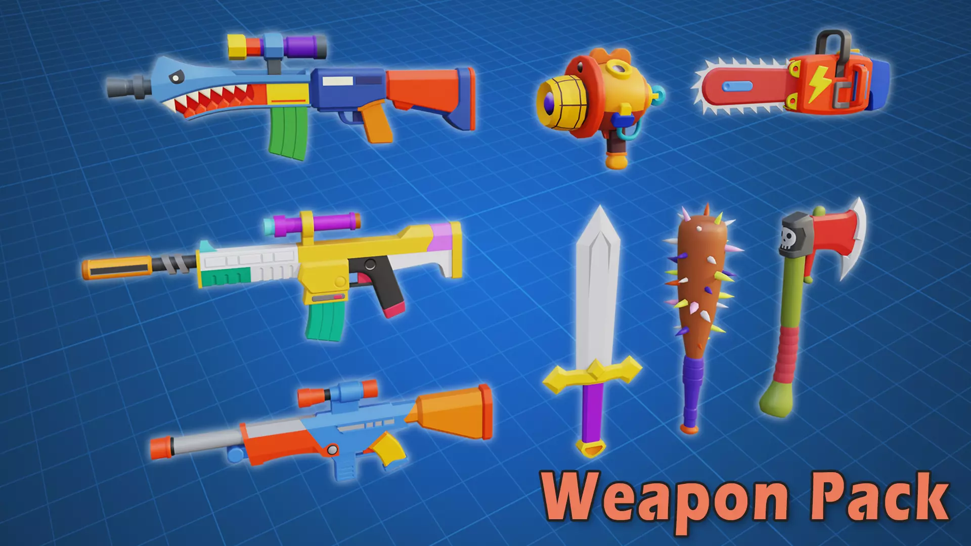 Game Ready Weapons Pack - Cartoon Style Low-poly 3D model