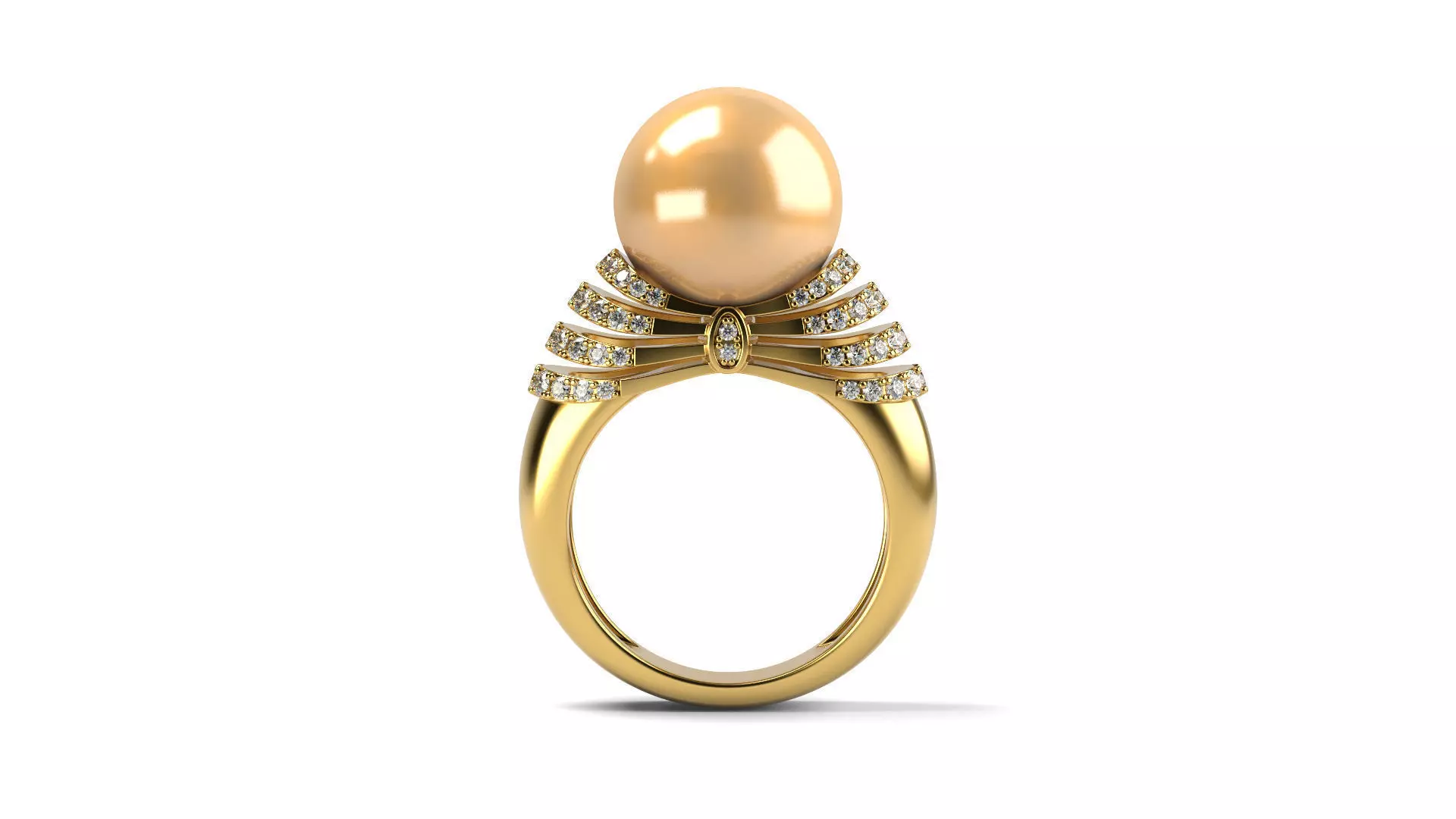Big Yellow Pearl Ring 3D print model_0