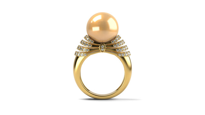 Big Yellow Pearl Ring 3D print model
