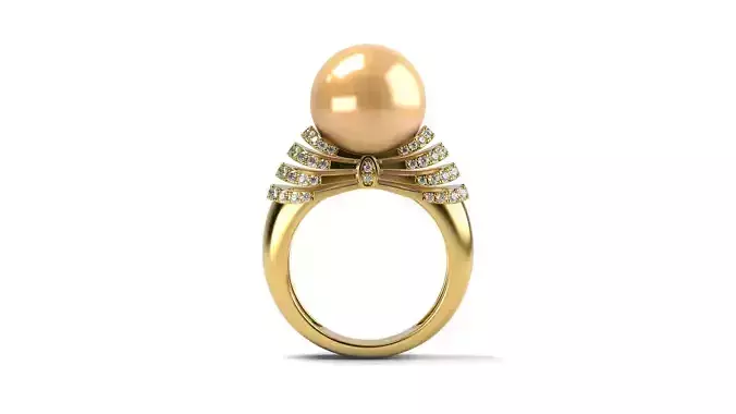 Big Yellow Pearl Ring 3D print model
