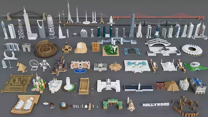 Realistic City Bundle Mega Pack Collection 3D model 2