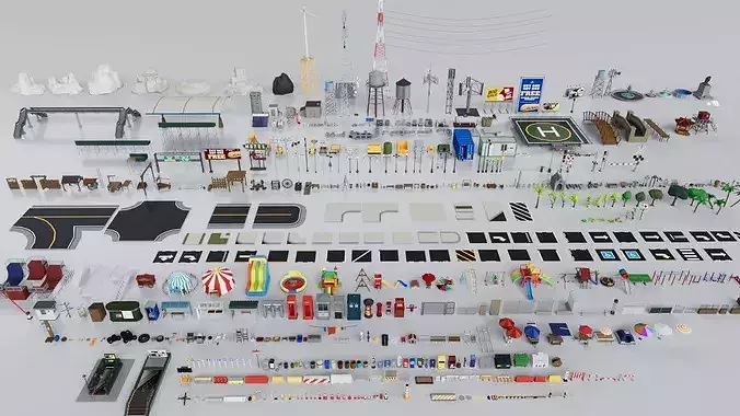 Realistic City Bundle Mega Pack Collection 3D model 4
