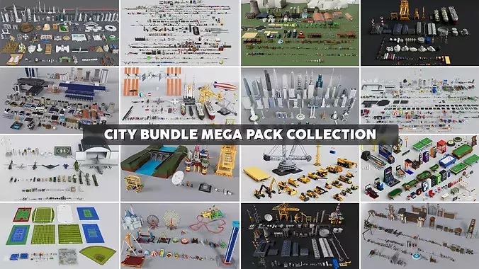 Realistic City Bundle Mega Pack Collection 3D model