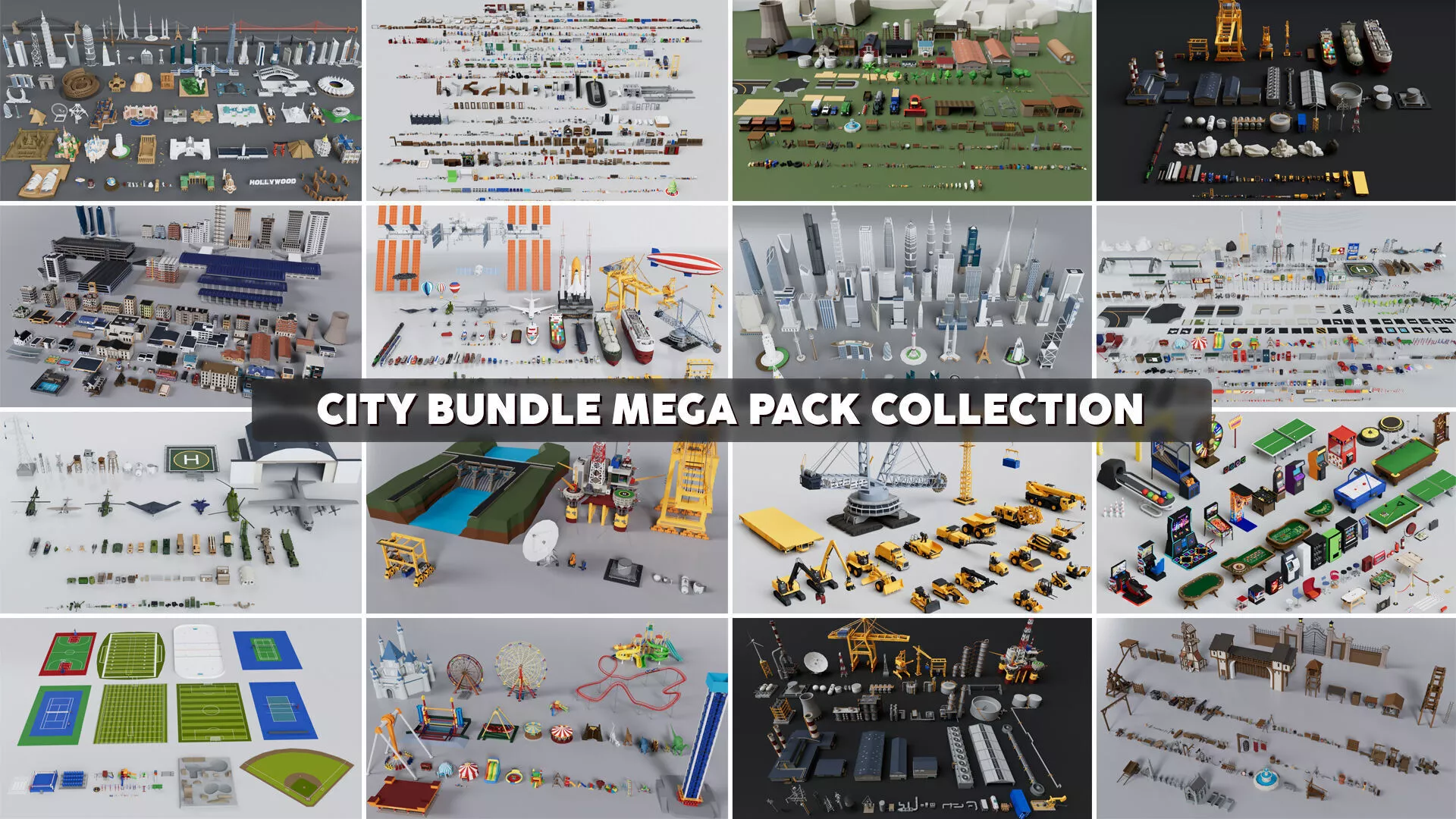 Realistic City Bundle Mega Pack Collection 3D model