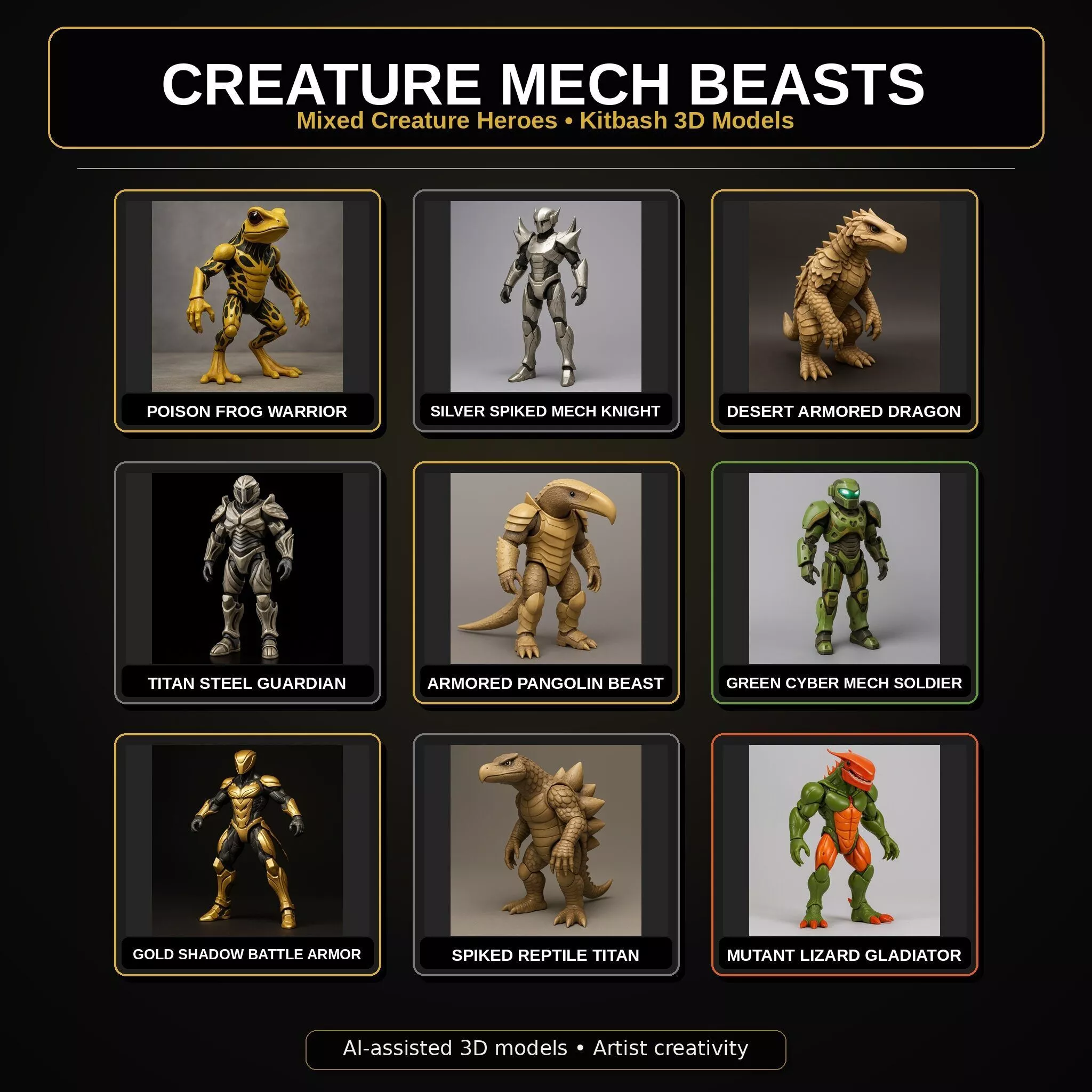 Creature Mech Beasts Kitbash High-Poly 3D Model Pack 3D print model
