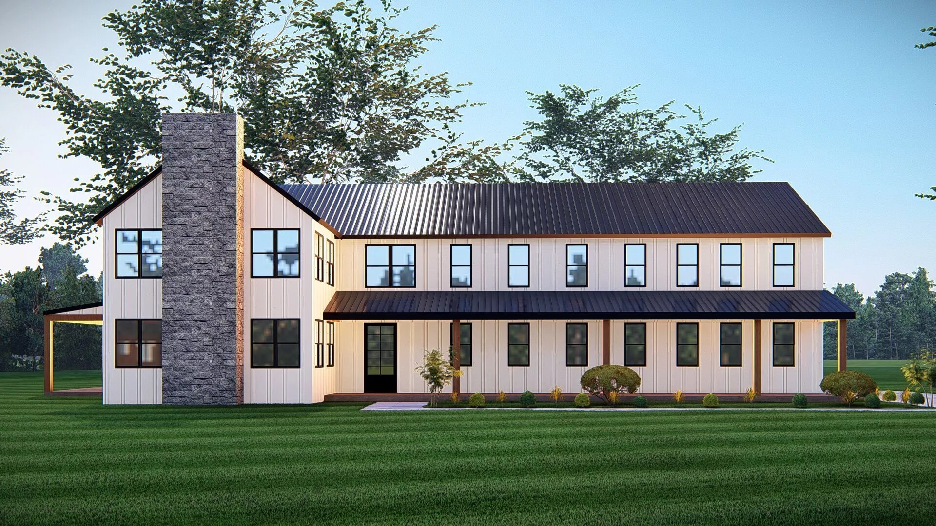 Modern Two-Story Farmhouse with Garage Luxury Barndominium 3D model