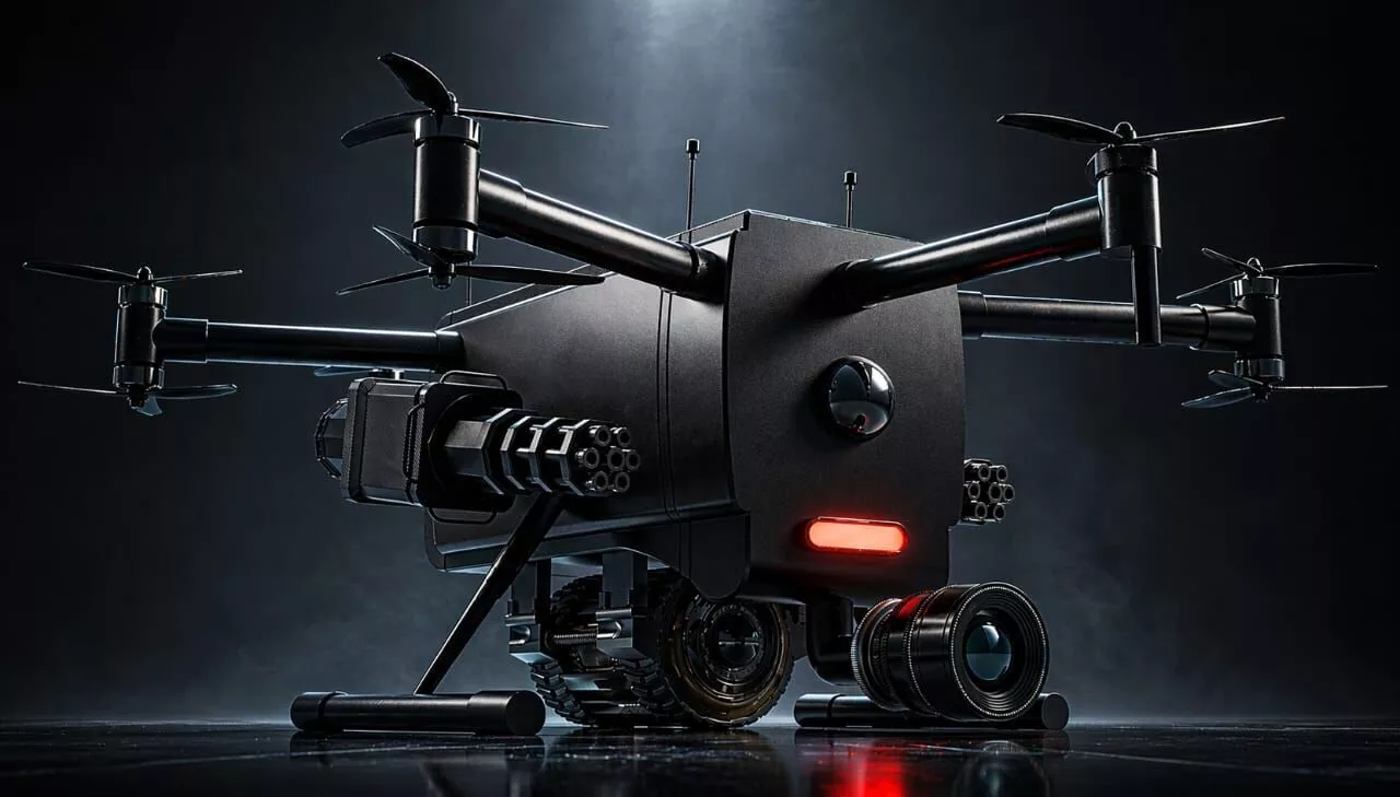 DJI Sci-Fi Tactical Combat Drone Militry Gatling Gun Game Ready 3D model