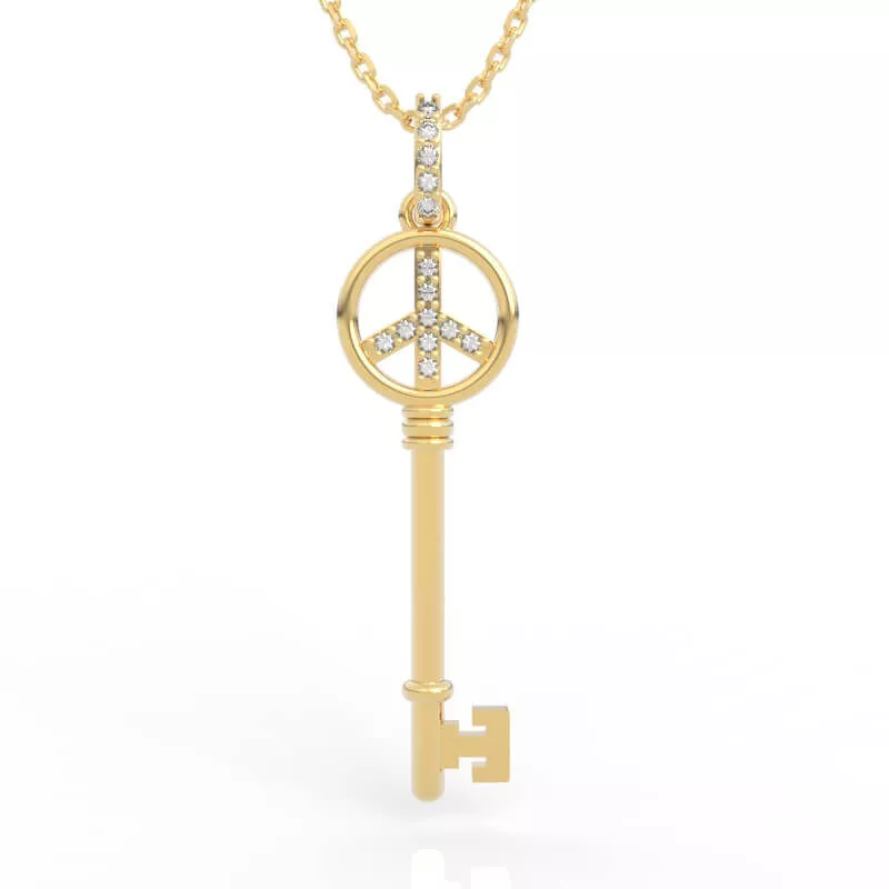 Modern Peace Sign Key Pendant 3D print model