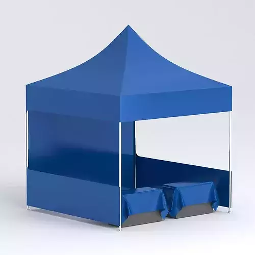 Display tent mockup blue