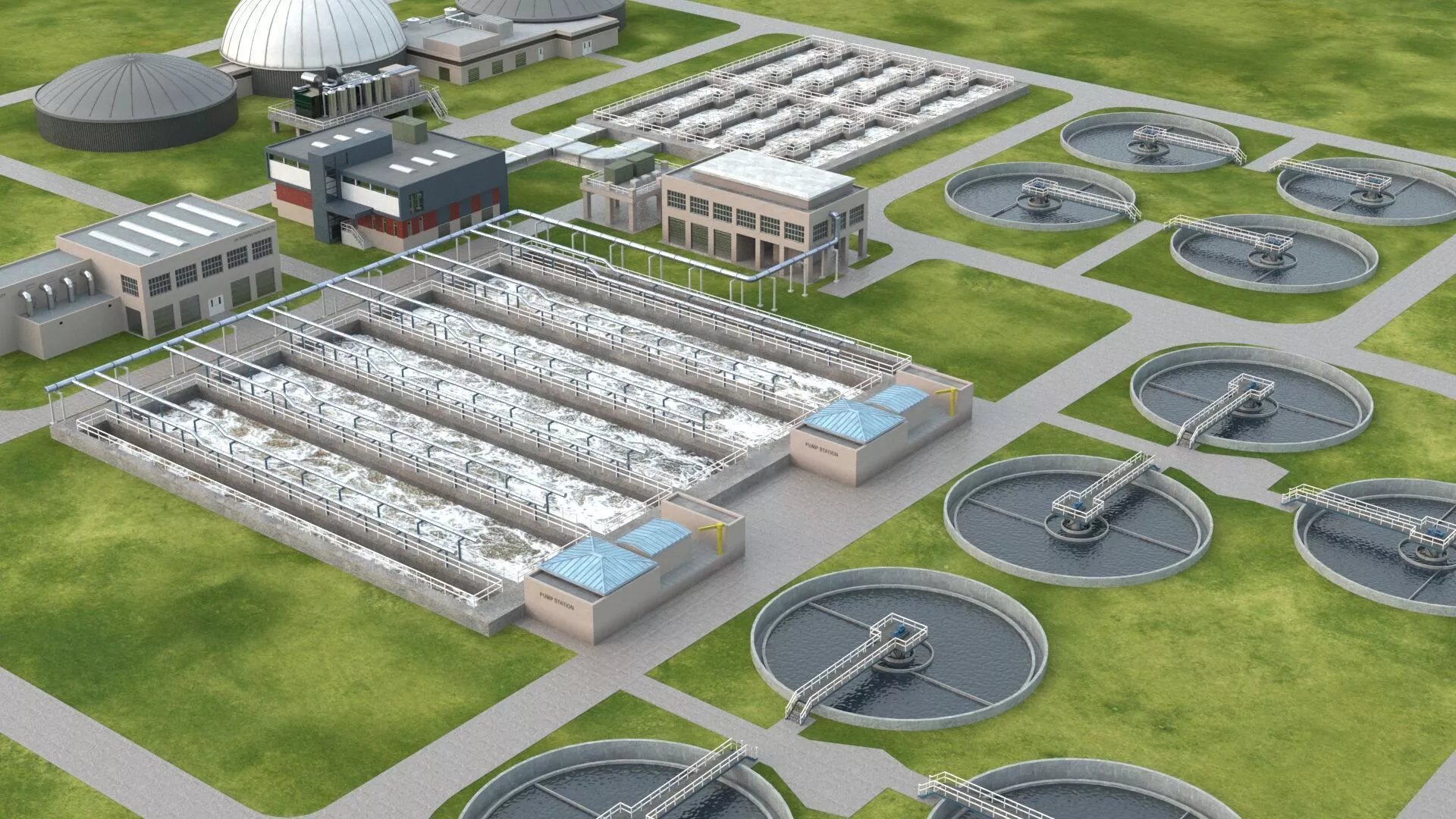 Modern Water Treatment Plant PBR 3D model