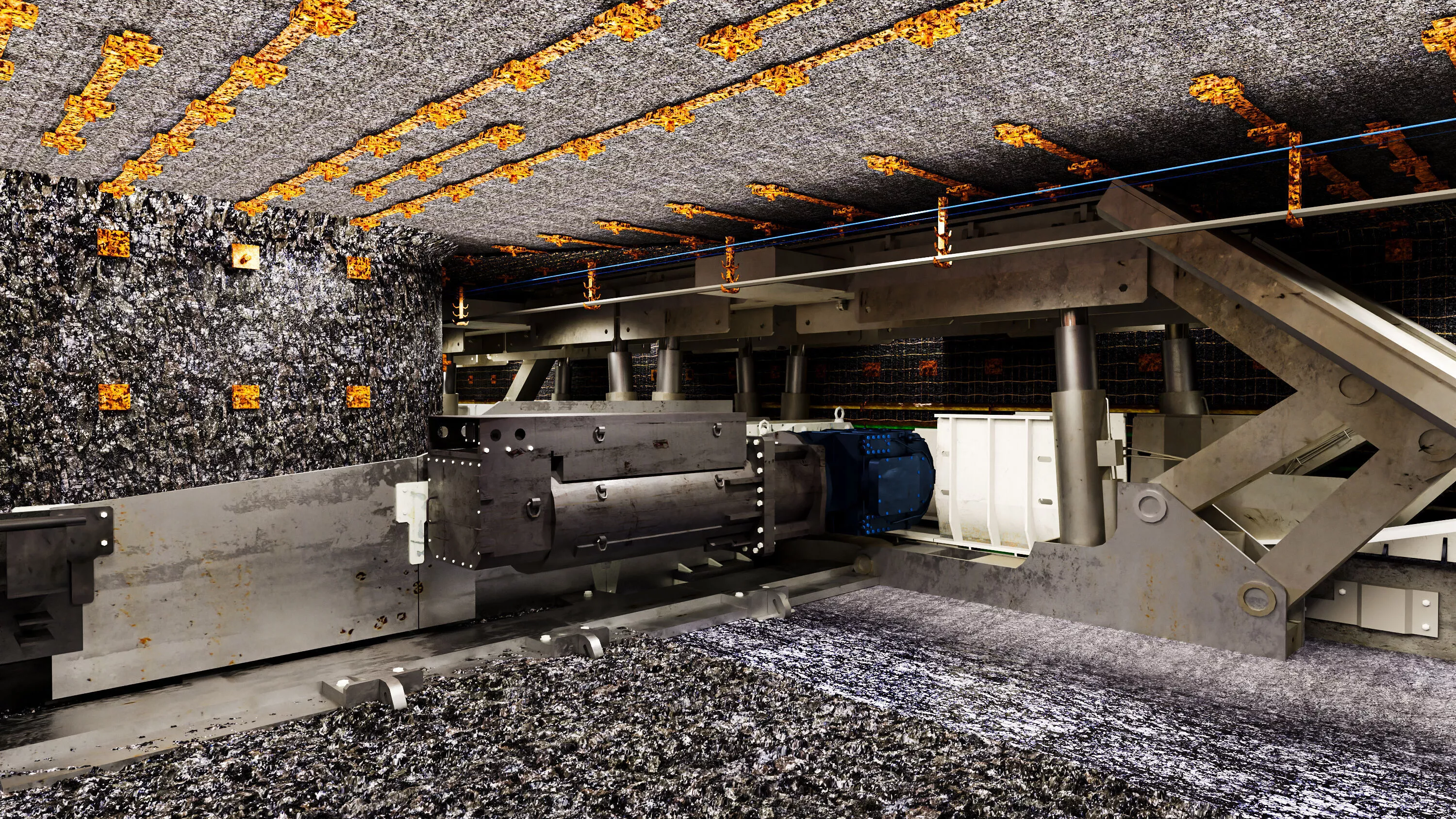 Modern underground coal mining operations 3D model