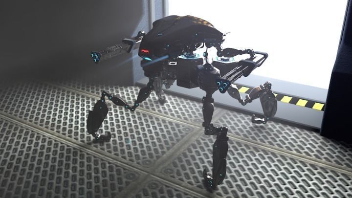 four leg robot Full rigged 3D model_6
