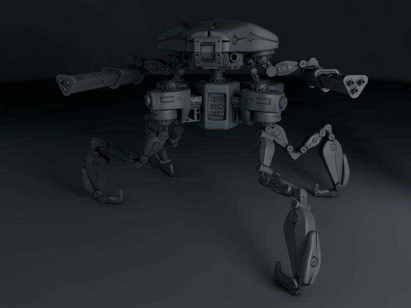 four leg robot Full rigged 3D model_3