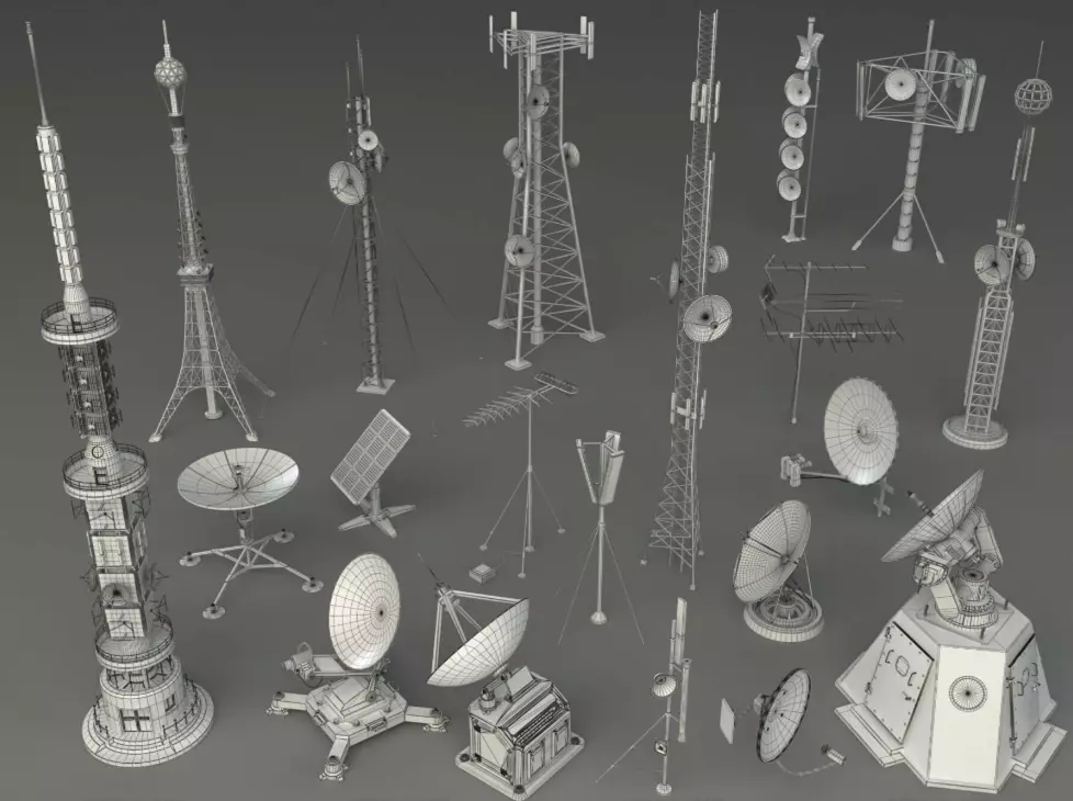 20 rooftop radar antenna installations Free 3D model
