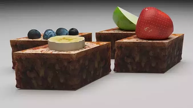Fruit Pakhlavas Set 3D model 3