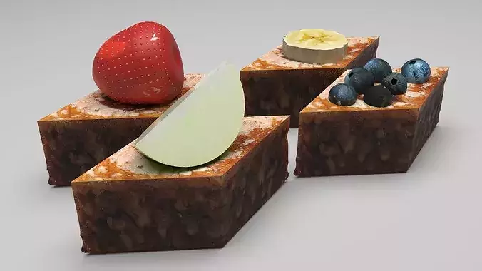 Fruit Pakhlavas Set 3D model