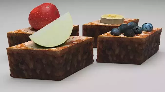 Fruit Pakhlavas Set 3D model 6