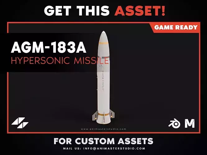 AGM-183A ARRW Hypersonic Missile - Low-Poly Military Weapon