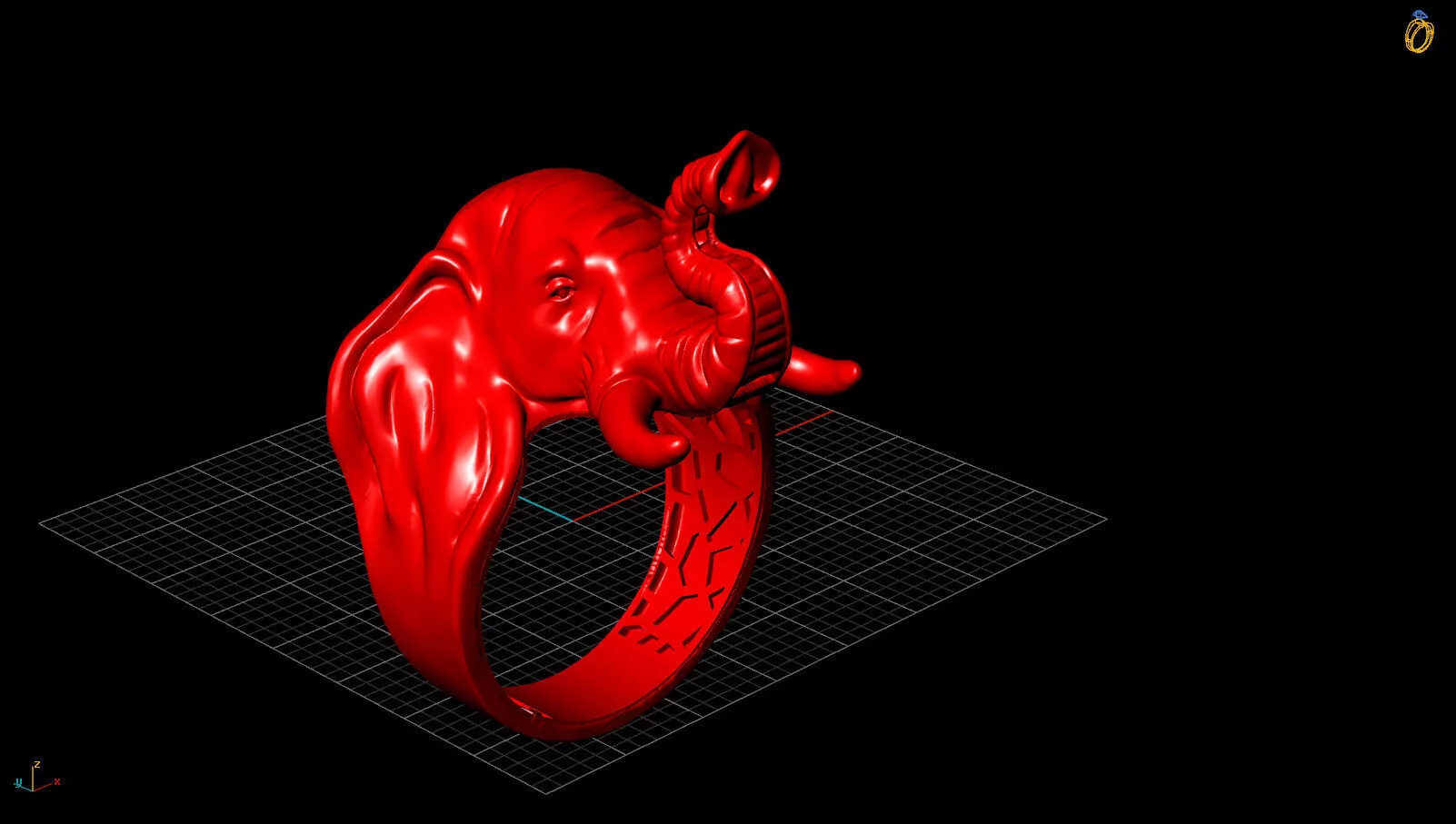 Elegant Elephant Ring Symbol of Strength Wisdom 3D print model