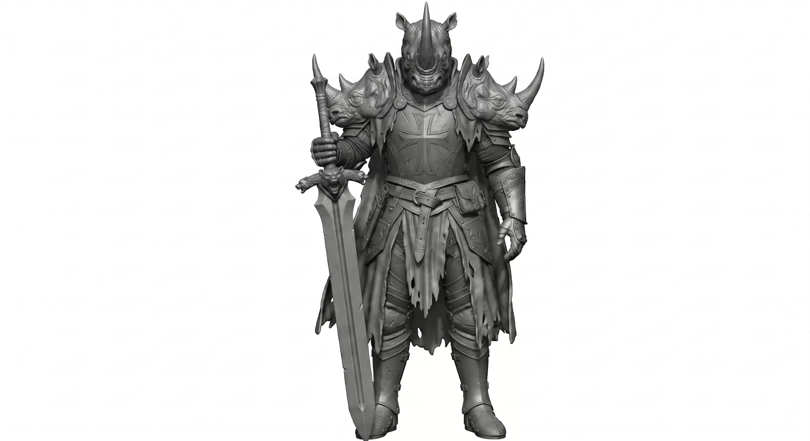 Bulwark Crusader - Elite Medieval Rhino Knight 3D print model