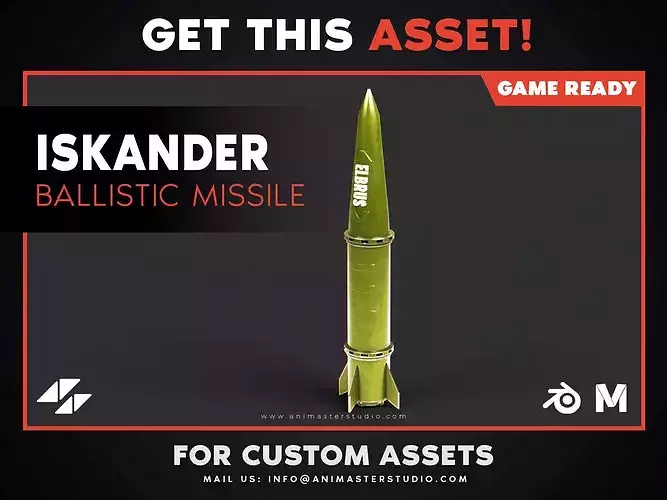 Iskander Tactical Ballistic Missile - Low Poly Military Weapon