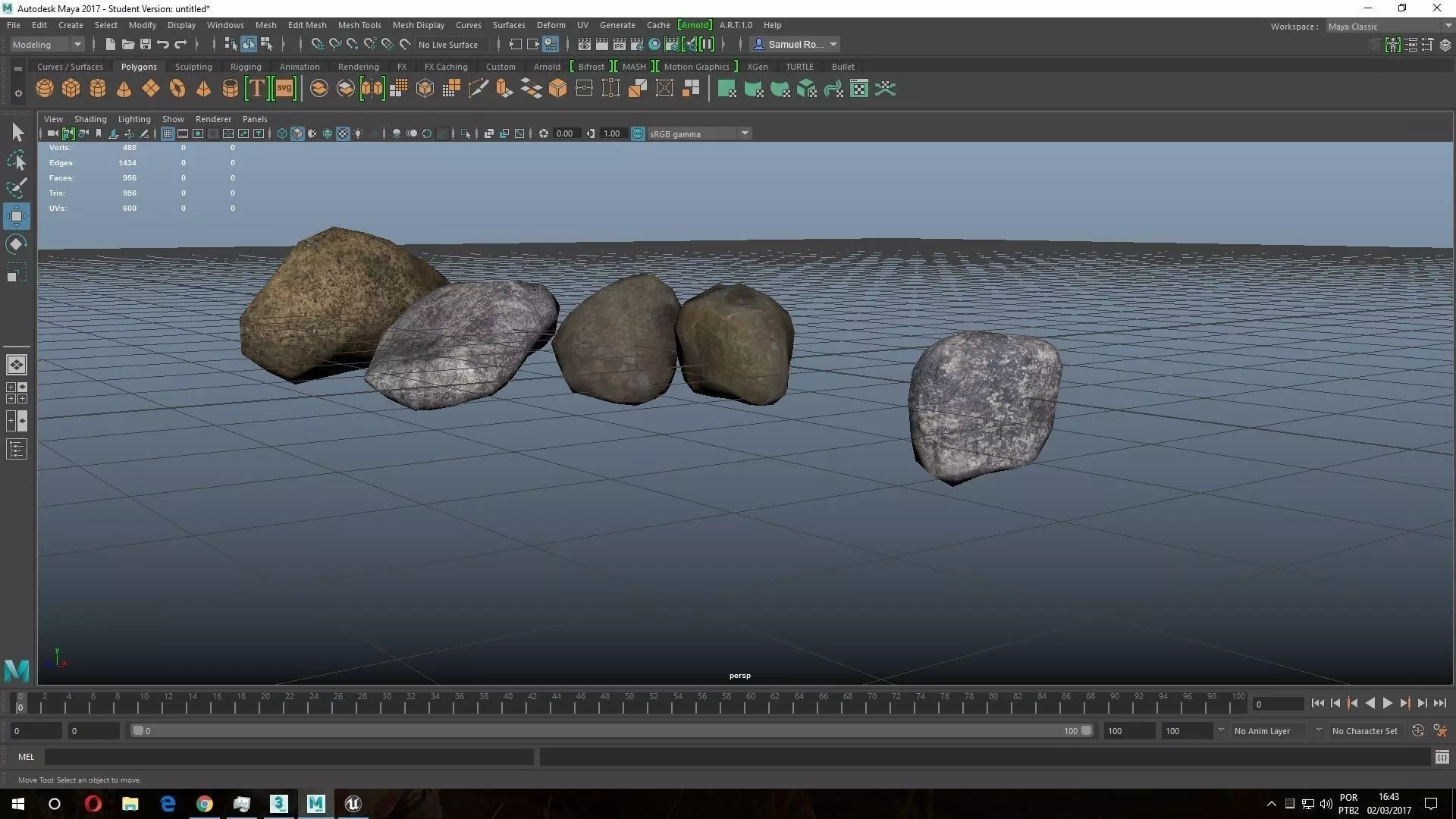 Stones rocks in software Low-poly 3D model_0