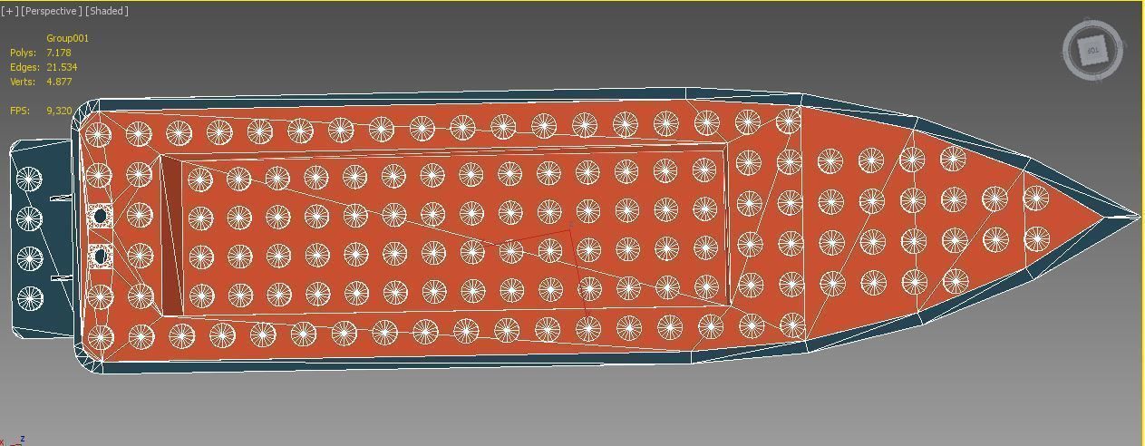 for LEGOman Game Boat hull floating 6x24x3   Low-poly 3D model_8