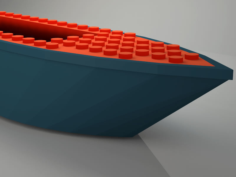 for LEGOman Game Boat hull floating 6x24x3   Low-poly 3D model_4