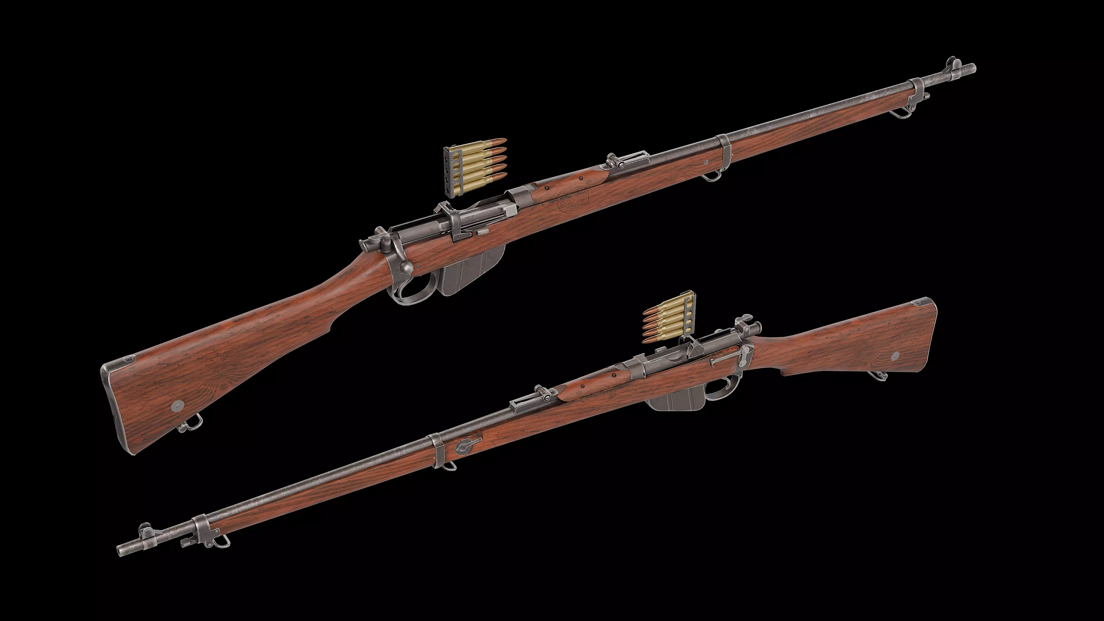 Charger-Loading Lee-Enfield CLLE MkI rifle Low-poly 3D model