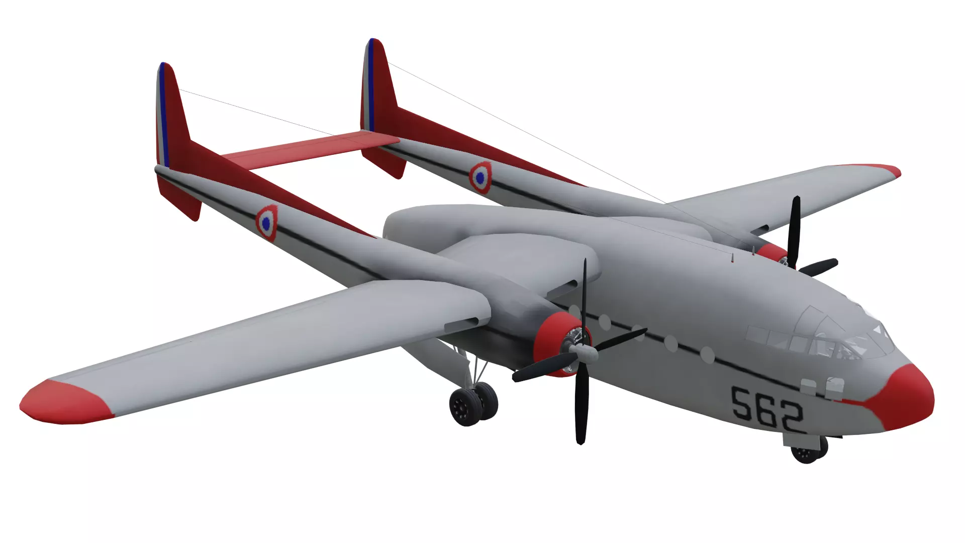 Fairchild C-119 Flying Boxcar Low-poly 3D model
