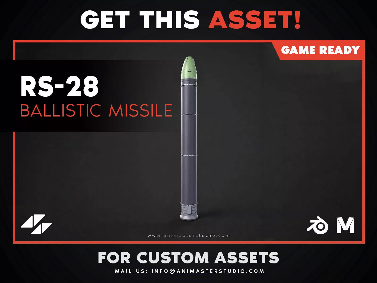 RS-28 Sarmat Ballistic Missile - ICBM Low-poly 3D model
