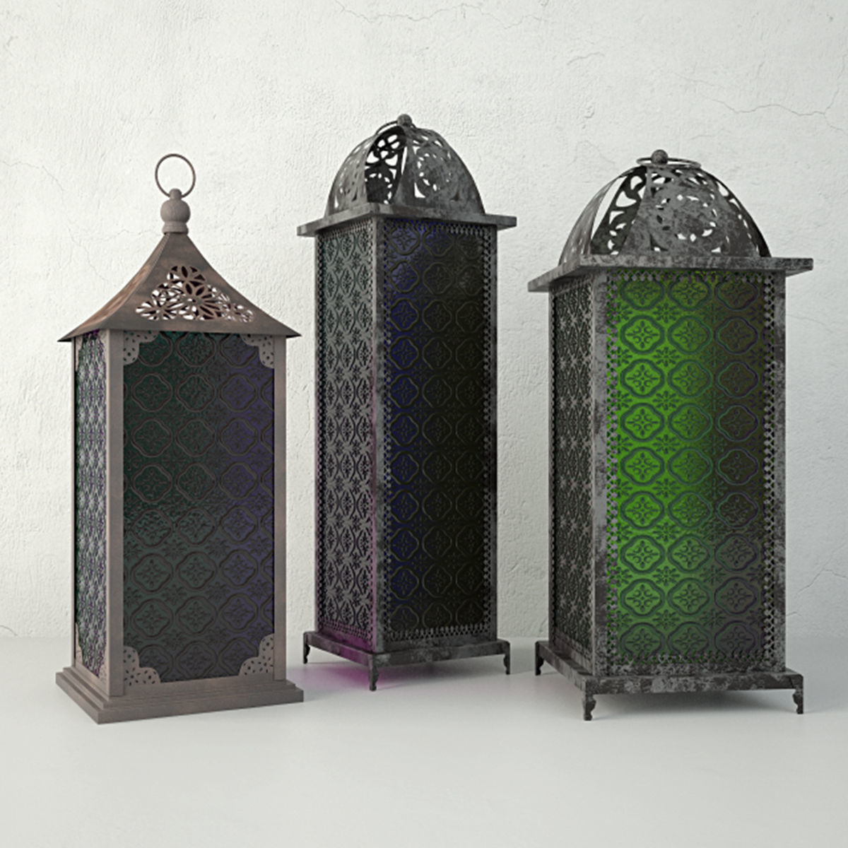 Standing Metal Lanterns 3D model_1