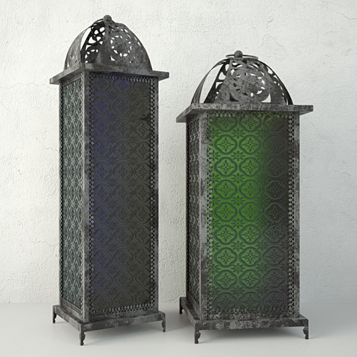 Standing Metal Lanterns 3D model_3