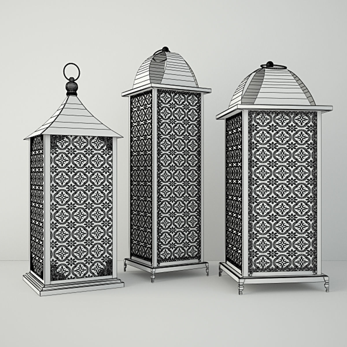 Standing Metal Lanterns 3D model_2
