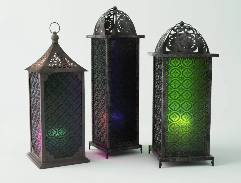 Standing Metal Lanterns 3D model_0